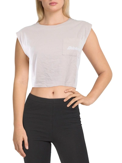 Dickies Juniors Womens Logo Muscle Cropped In White