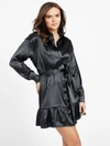 Guess Factory Gladys Logo Satin Dress In Black