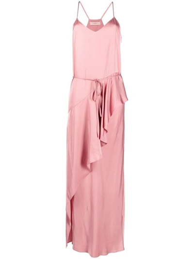Twinset Satin-finish Long Dress In Pink