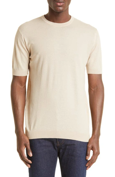 John Smedley Park Cotton Piqué T-shirt In Almond