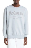 Alexander Mcqueen Graffiti Logo Cotton Sweatshirt In Dove Grey/dove Grey