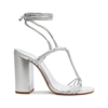 Schutz Amunet Block Metallic Leather Sandal In Silver