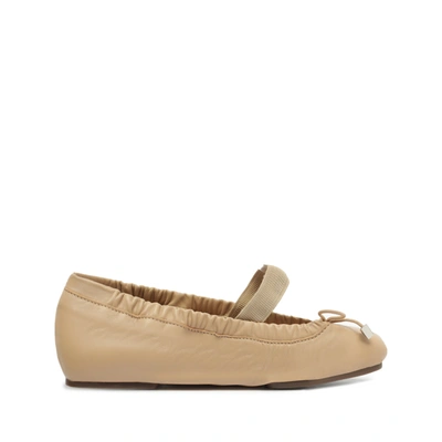 Schutz Fanny Leather Flat In True Beige