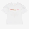 GIVENCHY GIRLS WHITE EMBROIDERED COTTON T-SHIRT