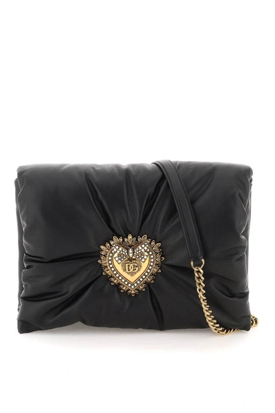 Dolce & Gabbana Devotion Leather Crossbody Bag In Black