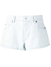 Miu Miu Logo Denim Shorts In Blue