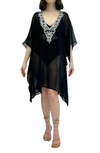 Ranee's Sequence Slit Poncho In Black