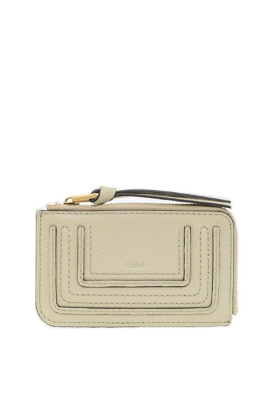 Chloé Women's Marcie Leather Zip Card Holder In Faded Green