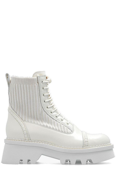 Chloé Cream ‘owena' Ankle Boots In New