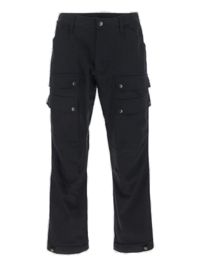 Burberry Carmelo Straight-leg Cotton-twill Cargo Trousers In Nero