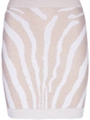 BALMAIN BALMAIN HIGH WAIST ZEBRA PRINT KNIT SHORT SKIRT