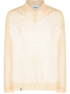 Bonsai White Oversized Open Knit Polo In White