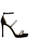 Jimmy Choo Black Bing Sandals With Crustal Embellishment In Black