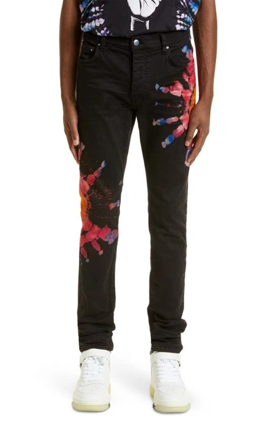 Amiri Tie Dye Stretch Denim Jeans In Black Od