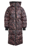 Adidas By Stella Mccartney Convertible Recycled Polyester Long Puffer Jacket In Black/ Magic Earth