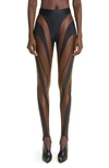 Mugler Sheer-panelled Stirrup Leggings In Black Nude 2