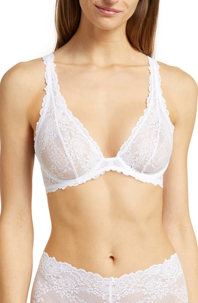 Natori Heavenly Lace Underwire Plunge Bra In White