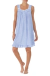 Eileen West Floral Print Cap Sleeve Cotton Jersey Short Nightgown In Blue Stp