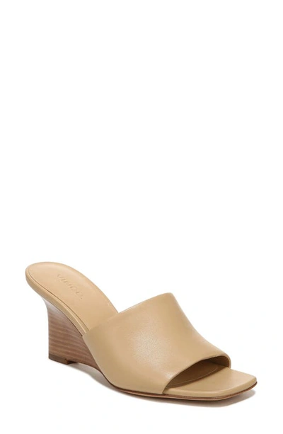 Vince Women's Pia 75mm Leather Wedge Sandals In Blonde Beige Leat