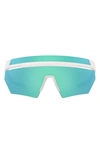 Prada Ps 01ys Aai08r Shield Sunglasses In Blue