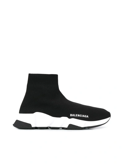 BALENCIAGA WOMEN`S RECYCLED KNIT SPEED SNEAKERS IN BLACK