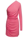 Dsquared2 Pink Draped One-shoulder Dress In Viscose Woman D-squared2 In Pink