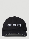 Vetements Logo Cotton Baseball Cap In Black