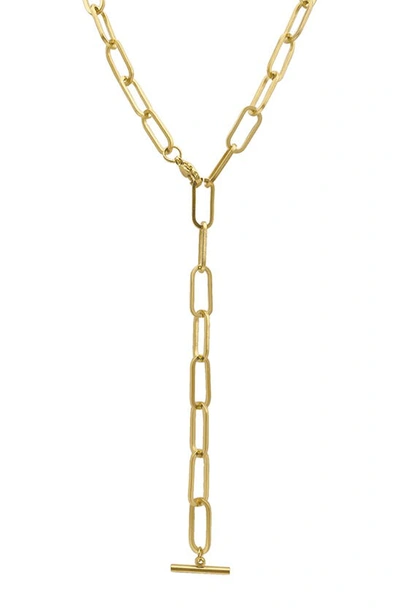 Adornia Paperclip Chain Y-drop Necklace In Yellow