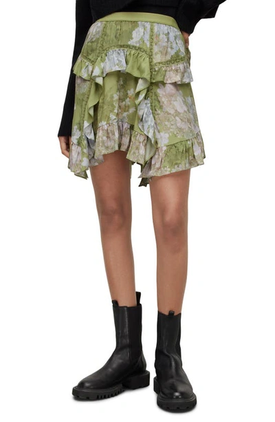 Allsaints Reese Venetia Floral Miniskirt In Green