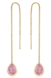 Ettika Cubic Zirconia Threader Earrings In Pink