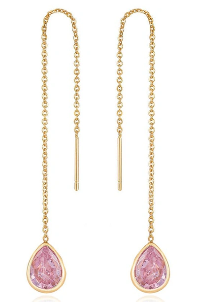 Ettika Cubic Zirconia Threader Earrings In Pink