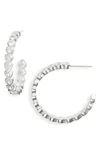 Shymi Bezel Set Heart Hoops In Silver/ White