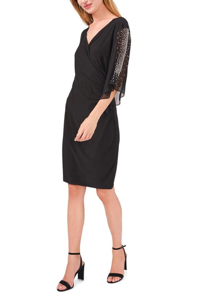 Chaus Embellished Sleeve Sheath Dress In Black