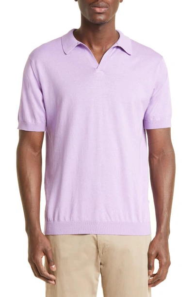 John Smedley Noah Johnny Collar Sweater Polo In Ultraviolet