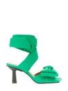 Ganni Bow-detailed Faille Sandals In Green