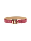 Dolce & Gabbana Adjustable Thin Belt With Gold-tone Buckle And Smooth Finish In Pink