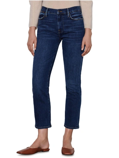 Frame Le High Straight Faded High-rise Straight-leg Jeans In Dark Denim