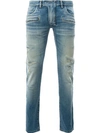 BALMAIN 磨损设计紧身牛仔裤,S7H9001T021D11937456