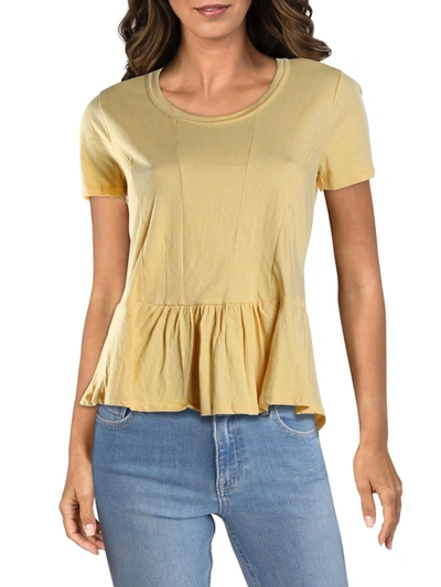 Joe's Jeans Peggy Womens Peplum Ruffled Hem T-shirt In Yellow