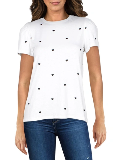 For The Republic Womens Printed Short Sleeve Top In White
