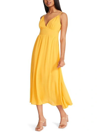 Bb Dakota By Steve Madden Challi Womens Smocked Back Adjustable Straps Midi Dress In Yellow