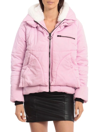 Avec Les Filles Womens Cold Weather Warm Puffer Jacket In Pink