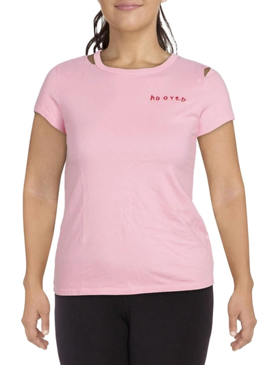Pam & Gela Womens Distressed Cotton T-shirt In Pink