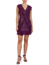 BCBGMAXAZRIA WOMENS SEQUINED SHORT COCKTAIL AND PARTY DRESS
