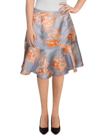 Hutch Womens Floral Jacquard Flounce Skirt In Orange