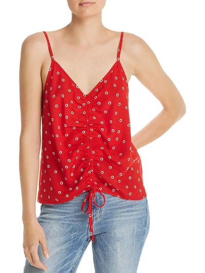 Aqua Ditsy Daisy Womens Ruched Printed Tank Top In Red