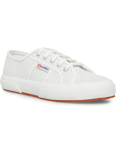 Superga 2750 Perforated Leather Womens Leather Lifestyle Casual And Fashion Sneakers In White