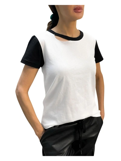 N:philanthropy Harlow Womens Destroyed Cotton T-shirt In White