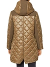 Sanctuary Womens Mixed Media Winter Quilted Coat In Beige