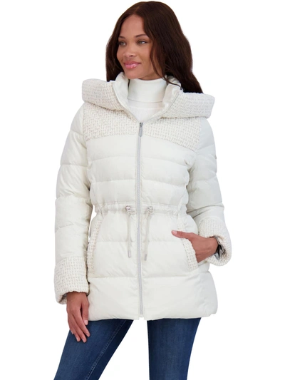 Laundry By Shelli Segal Womens Slimming Novelty Puffer Jacket In White